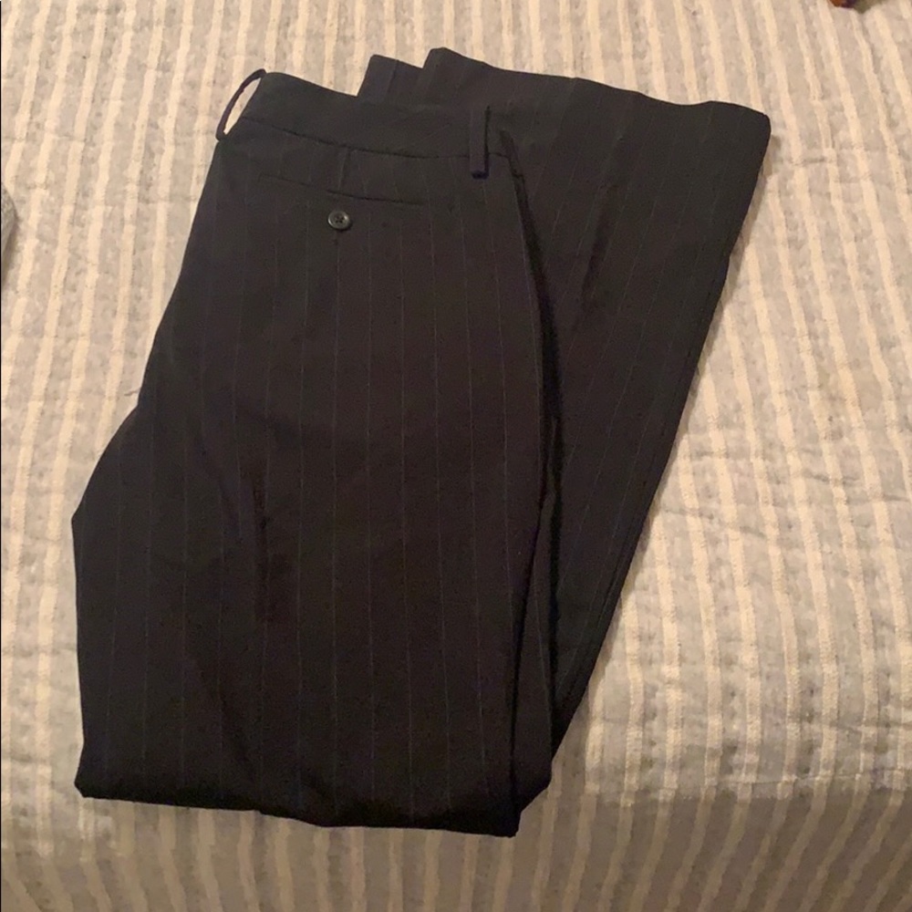 Black with blue pin stripe dress pants